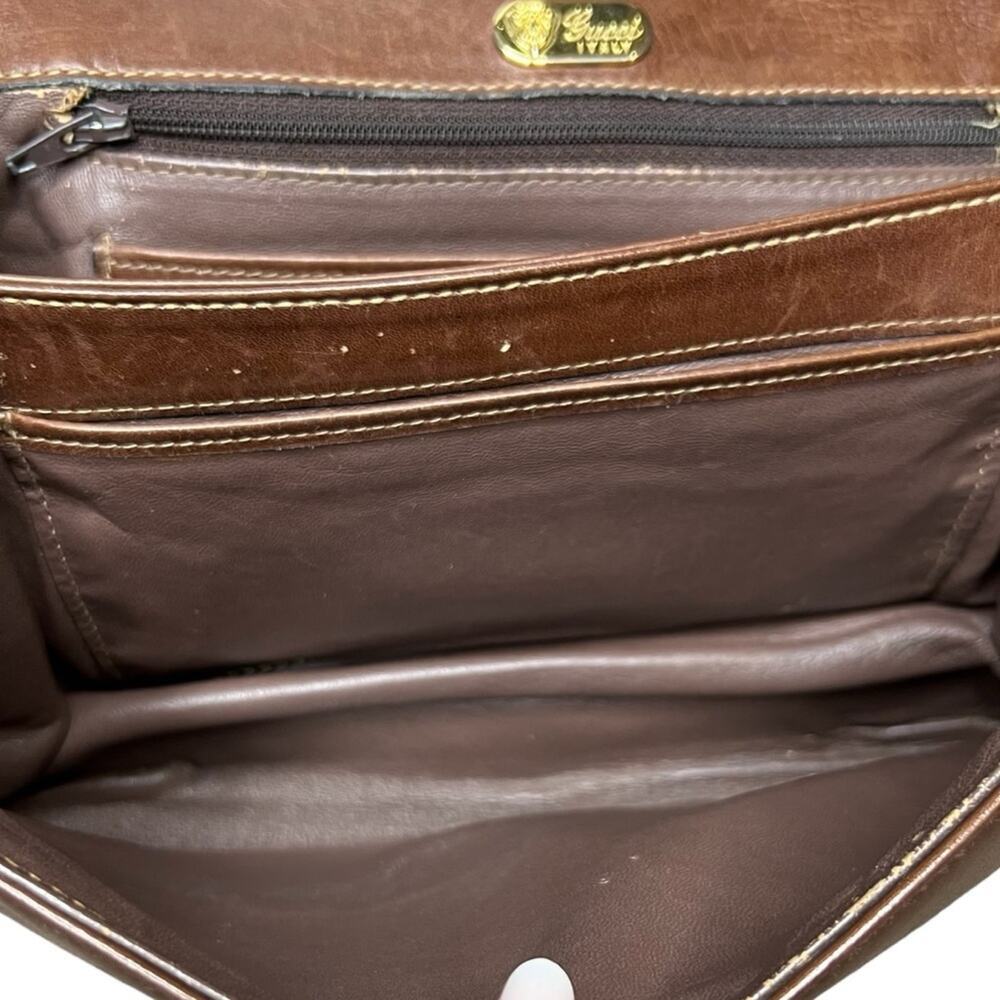 Gucci Horse-Bit Brown Smooth Calfskin Leather Vintage Shoulder Bag - Picture 9 of 15